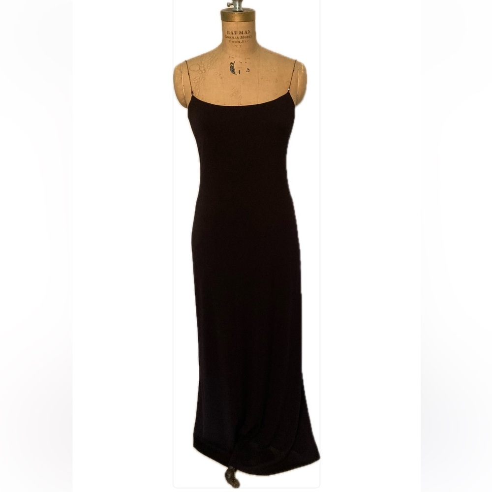 Elegant Deep Plum Sleeveless Dress with beautiful beaded chain straps.